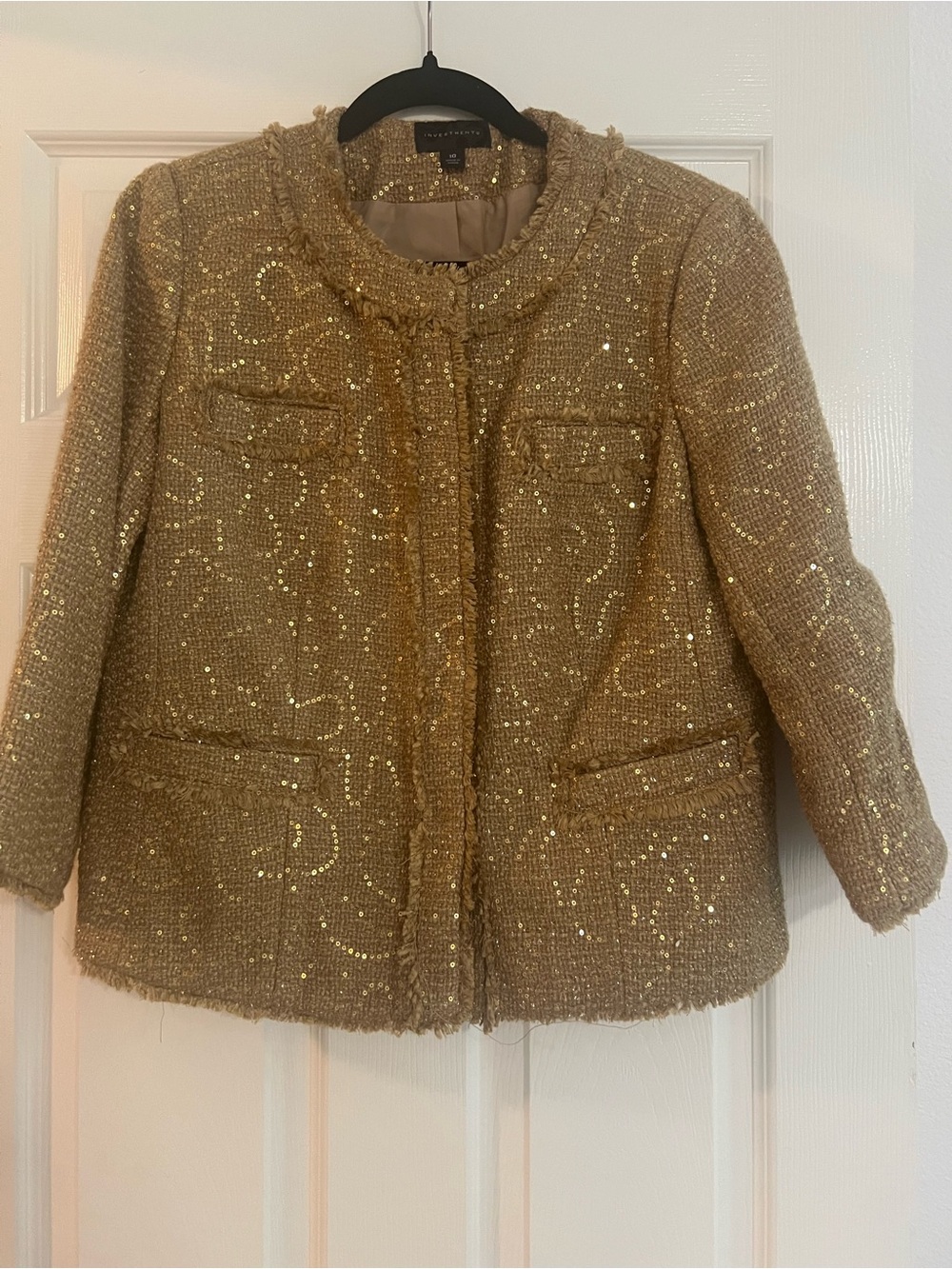 Investments Gold Sequin Tweed Jacket